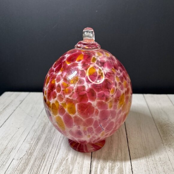 Vintage Bohemia Blown Glass Czech Republic Ornament Home Decorative Red Pink - Picture 4 of 7